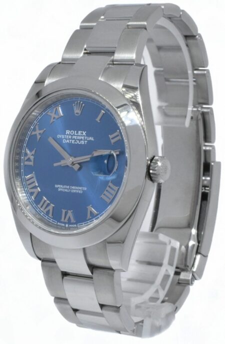 Rolex NOS Datejust 41 Steel Blue Roman Dial Oyster Bracelet Watch B/P '20 126300