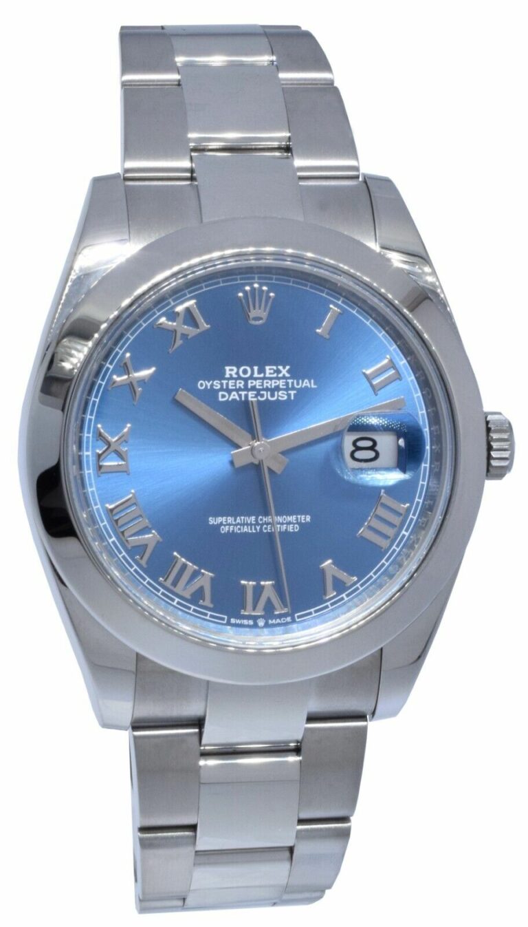 Rolex NOS Datejust 41 Steel Blue Roman Dial Oyster Bracelet Watch B/P '20 126300