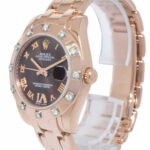 Rolex Pearlmaster 18k Rose Gold Chocolate Diamond VI Ladies 34mm Watch 81315