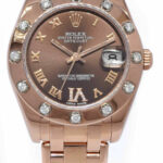 Rolex Pearlmaster 18k Rose Gold Chocolate Diamond VI Ladies 34mm Watch 81315