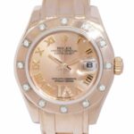 Rolex Pearlmaster 18k Rose Gold Pink Diamond Dial Ladies 29mm Watch G 80315