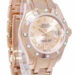 Rolex Pearlmaster 18k Rose Gold Pink Diamond Dial Ladies 29mm Watch G 80315