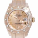 Rolex Pearlmaster 18k Rose Gold Pink Diamond Dial Ladies 29mm Watch G 80315