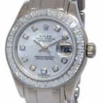 Rolex Pearlmaster 18k White Gold MOP Diamond Ladies 29mm Watch +Box 80309 BRIL