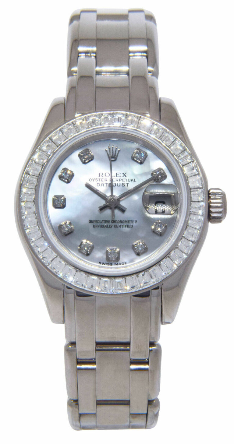 Rolex Pearlmaster 18k White Gold MOP Diamond Ladies 29mm Watch +Box 80309 BRIL