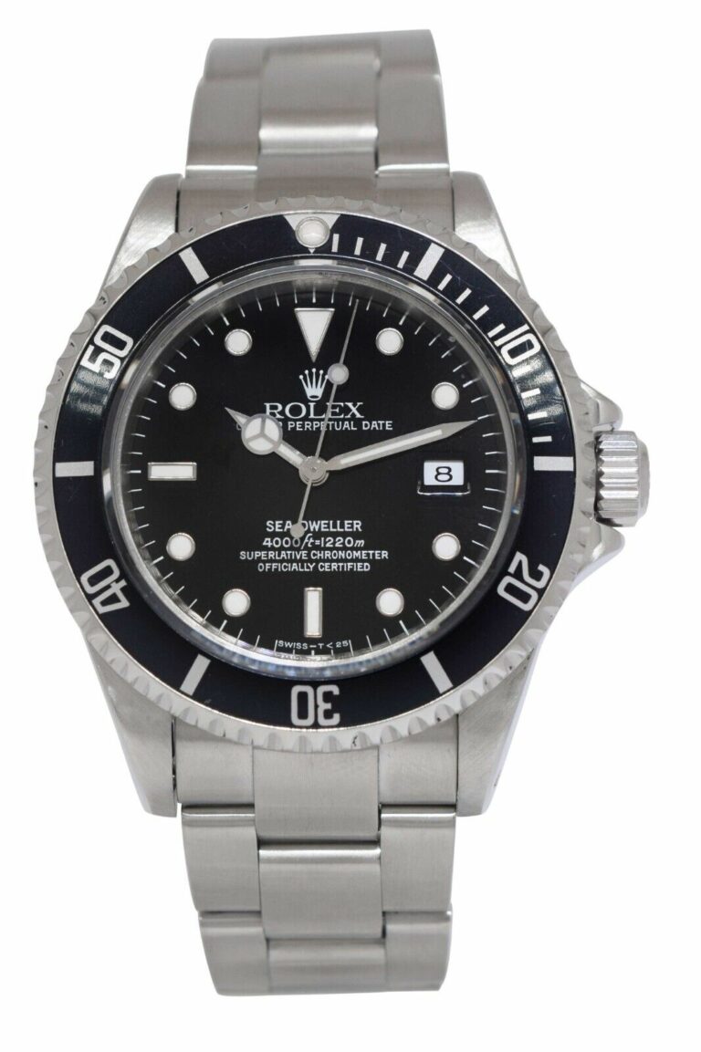 Rolex Sea-Dweller Date Stainless Steel Black Dial/Bezel Mens 40mm Watch S 16600