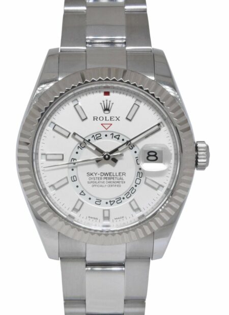 Rolex Sky-Dweller Stainless Steel/18k WG White Dial 42 Watch B/P '20 NEW 326934