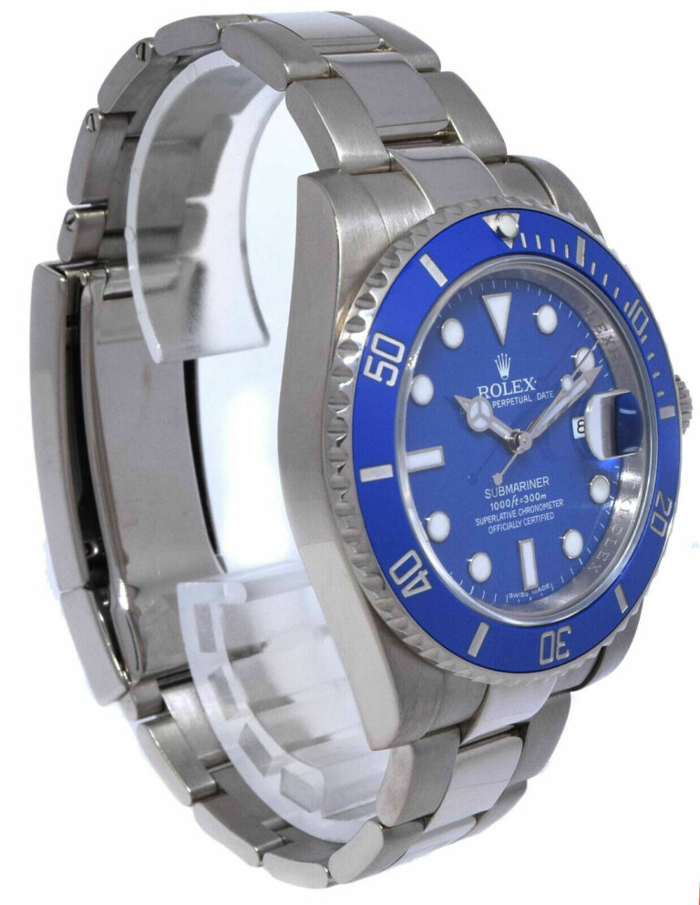 Rolex Submariner "Smurf" 18k White Gold Blue Ceramic 40mm Watch B/P '13 116619