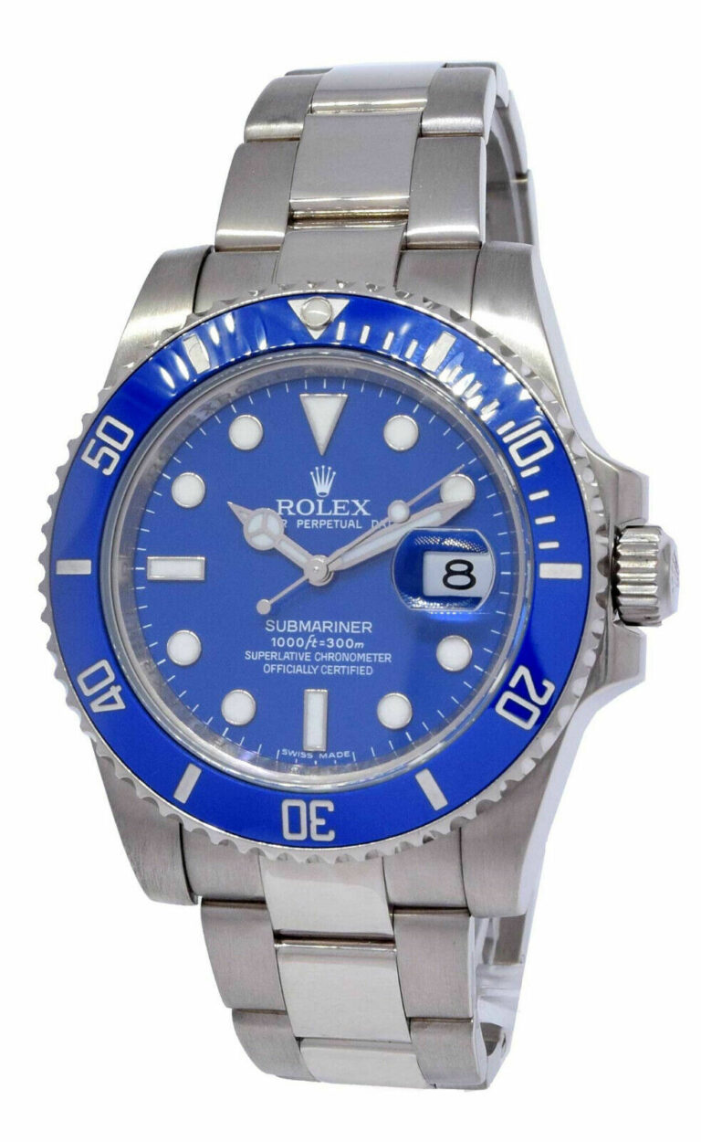 Rolex Submariner "Smurf" 18k White Gold Blue Ceramic 40mm Watch B/P '13 116619