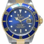 Rolex Submariner 18k Gold 
Steel Mens 40mm Blue Dial Automatic Watch A 16613