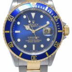 Rolex Submariner 18k Gold 
Steel Mens 40mm Blue Dial Automatic Watch A 16613