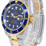 Rolex Submariner 18k Gold 
Steel Mens 40mm Blue Dial Automatic Watch A 16613