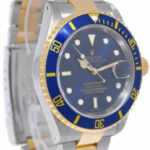 Rolex Submariner 18k Gold 
Steel Mens 40mm Blue Dial Automatic Watch A 16613