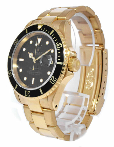 Rolex Submariner 18k Yellow Gold Black Dial/Bezel Mens 40mm Watch/ Box X 16618