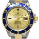 Rolex Submariner 18k Yellow Gold/Steel Serti Diamond 40mm Watch +Papers A 16613