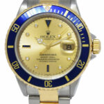 Rolex Submariner 18k Yellow Gold/Steel Serti Diamond 40mm Watch +Papers A 16613