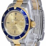 Rolex Submariner 18k Yellow Gold/Steel Serti Diamond Dial 40mm Watch N 16613