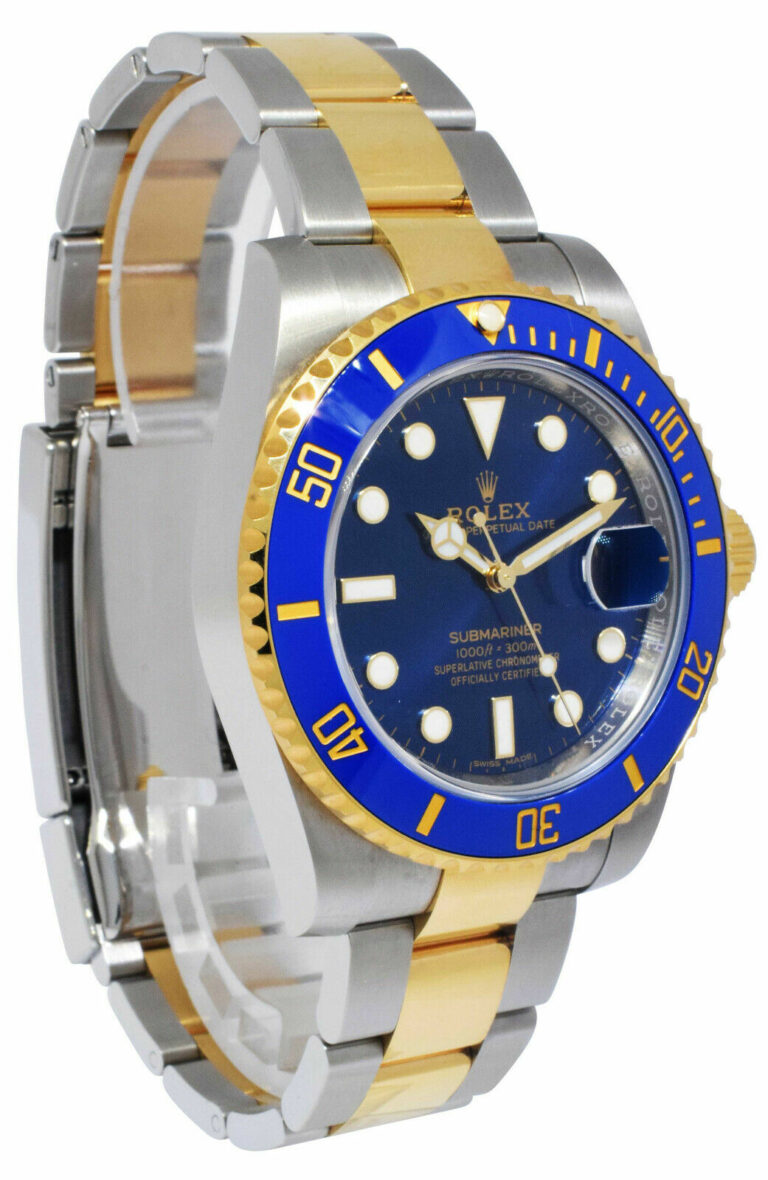 Rolex Submariner Date 18k Gold/Steel Blue Ceramic Mens 40mm Watch '12+ 116613