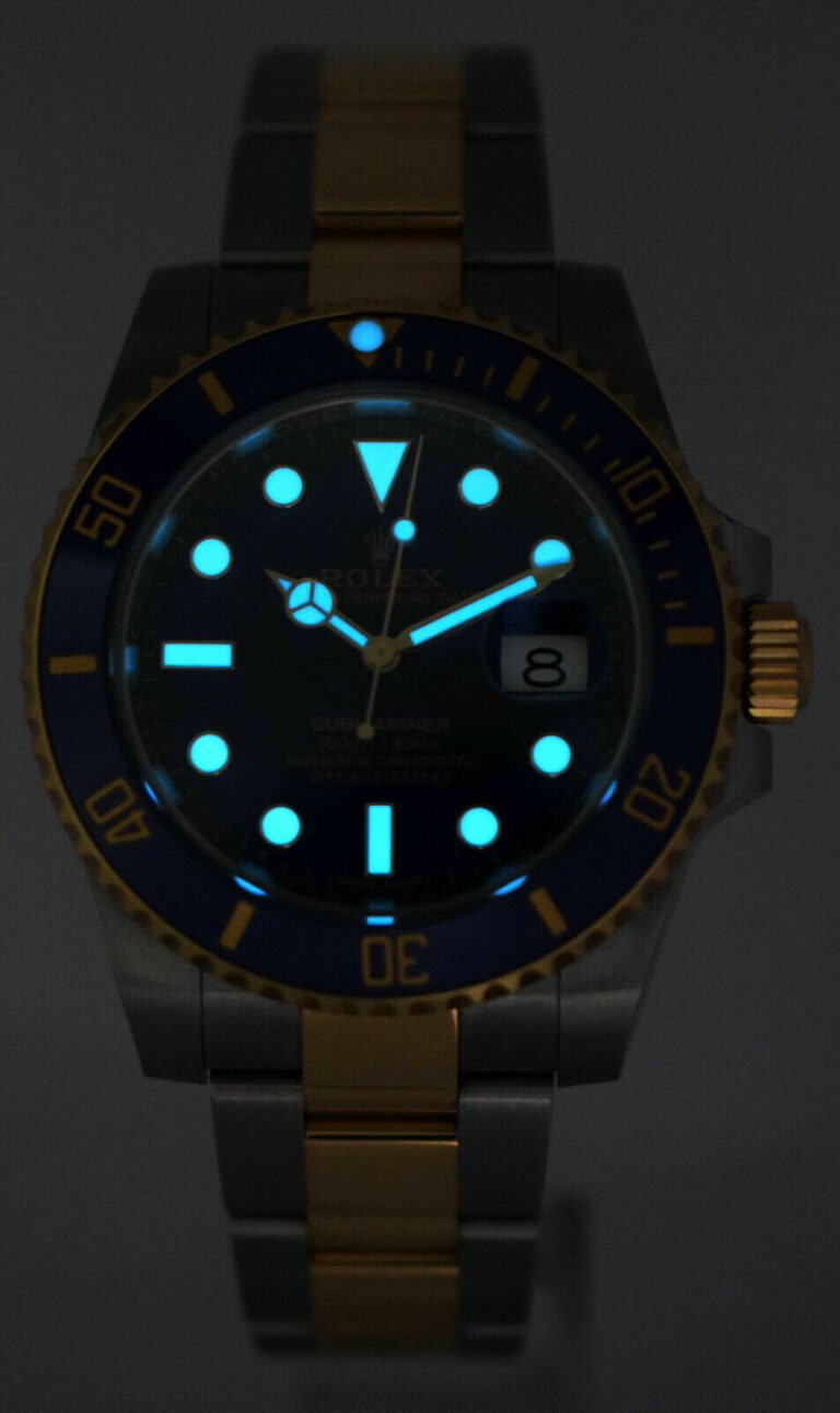 Rolex Submariner Date 18k Gold/Steel Blue Ceramic Mens 40mm Watch '12+ 116613