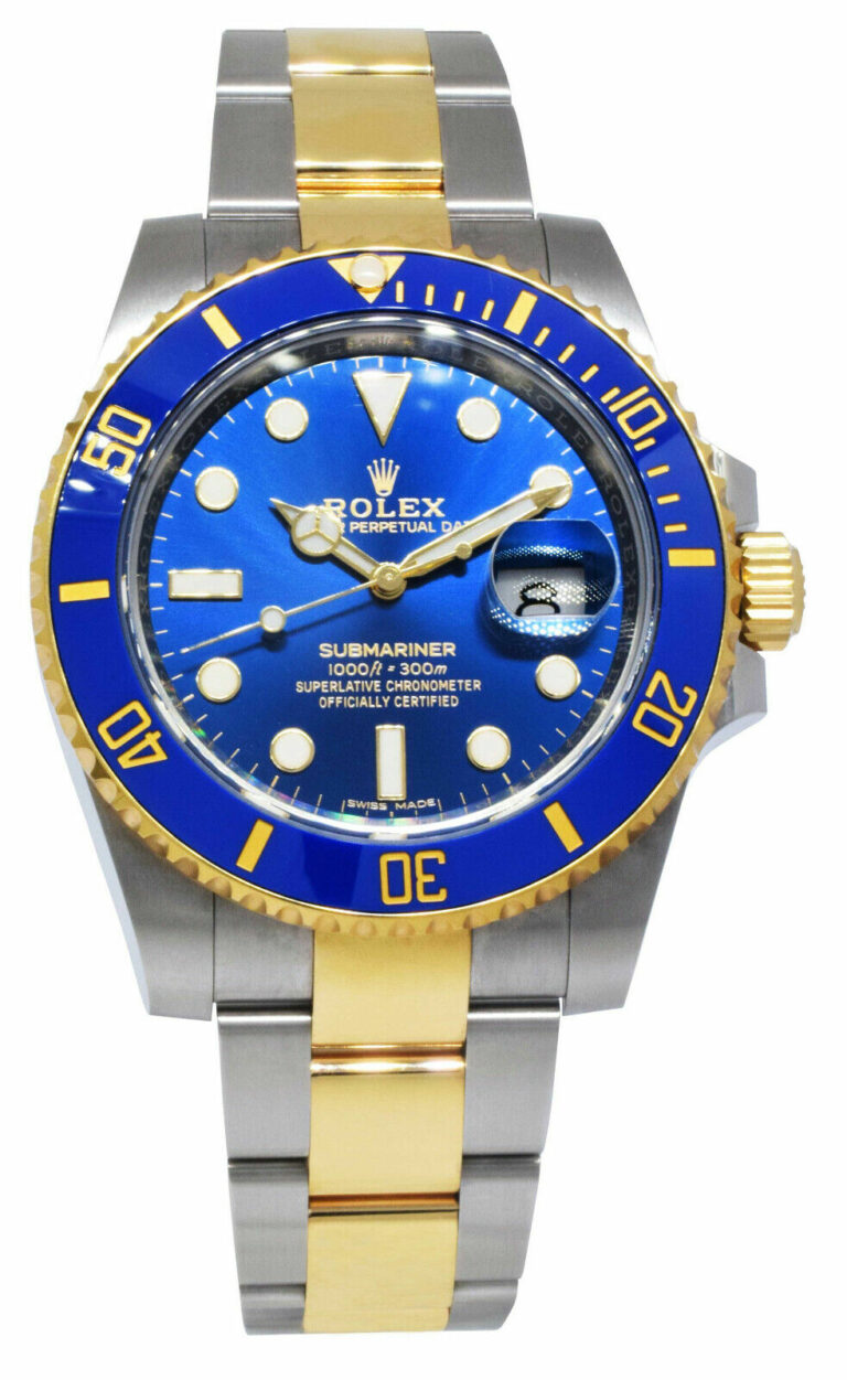 Rolex Submariner Date 18k Gold/Steel Blue Ceramic Mens 40mm Watch '12+ 116613