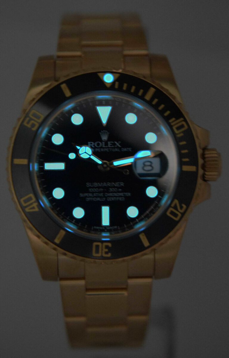 Rolex Submariner Date 18k Yellow Gold Black Ceramic 40mm Watch B/P '12 116618