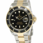 Rolex Submariner Date 18k Yellow Gold/Steel Black 40mm Watch Box Paper Z 16613