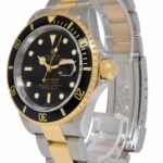 Rolex Submariner Date 18k Yellow Gold/Steel Black Mens 40mm Watch F 16613 T