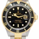 Rolex Submariner Date 18k Yellow Gold/Steel Black Mens 40mm Watch F 16613 T