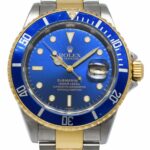 Rolex Submariner Date 18k Yellow Gold/Steel Blue Mens 40mm Watch B/P D 16613