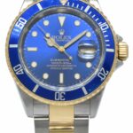 Rolex Submariner Date 18k Yellow Gold/Steel Blue Mens 40mm Watch B/P D 16613