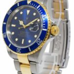 Rolex Submariner Date 18k Yellow Gold/Steel Blue Mens 40mm Watch B/P D 16613