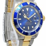 Rolex Submariner Date 18k Yellow Gold/Steel Blue Mens 40mm Watch B/P D 16613