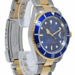 Rolex Submariner Date 18k Yellow Gold/Steel Blue Mens 40mm Watch B/P D 16613