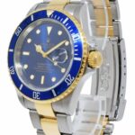 Rolex Submariner Date 18k Yellow Gold/Steel Blue Mens 40mm Watch B/P D 16613