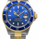 Rolex Submariner Date 18k Yellow Gold/Steel Blue Mens 40mm Watch B/P D 16613