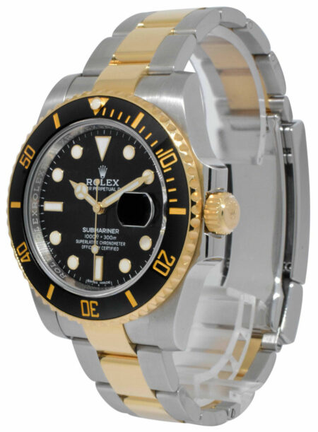 Rolex Submariner Date 18k YG Steel Ceramic Black Mens 40mm Watch B/P '18 116613