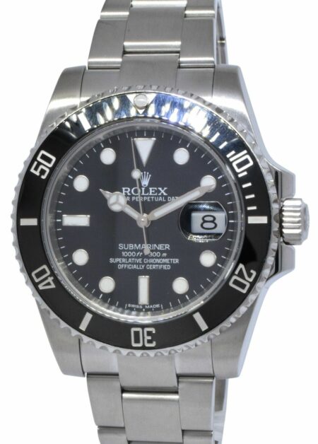 Rolex Submariner Date 40mm Steel Black Dial Ceramic Bezel Mens Watch 116610