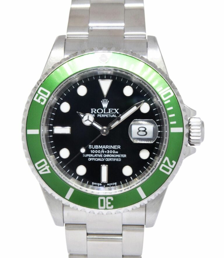 Rolex Submariner Date Kermit Green Bezel Steel Mens 40mm Watch F 16610