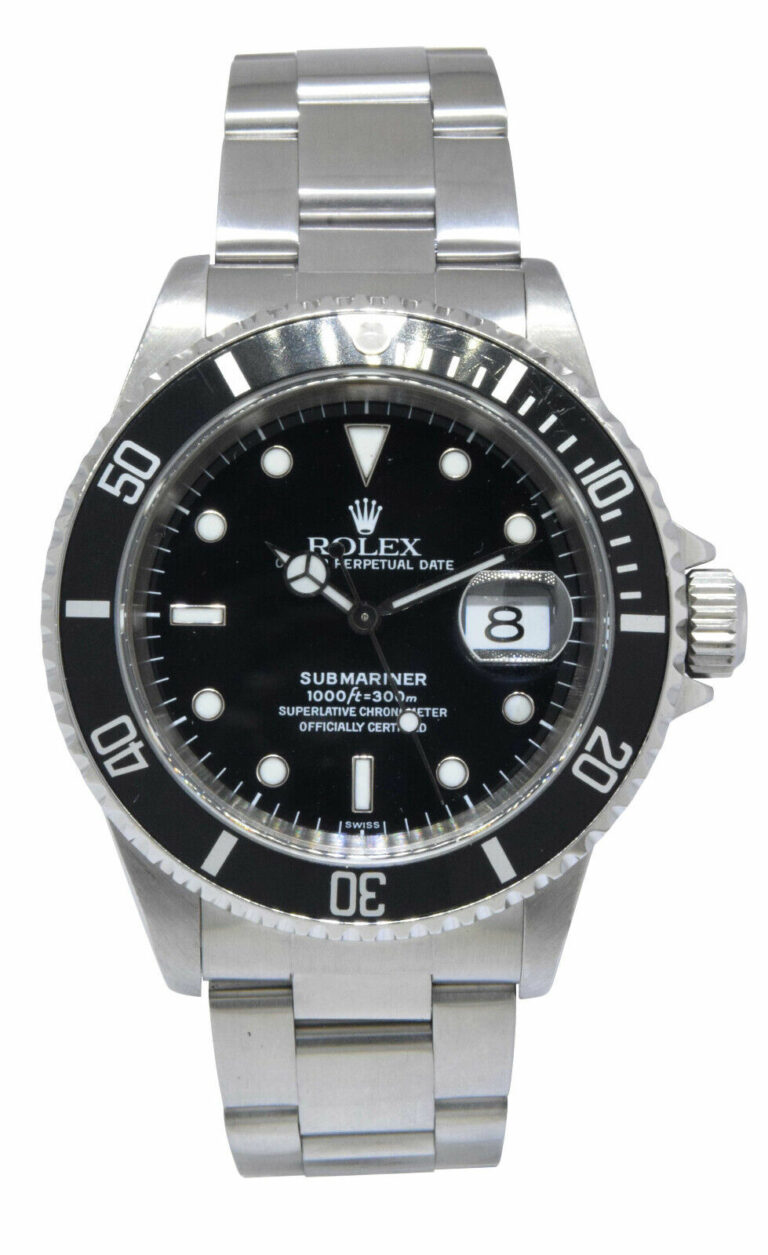 Rolex Submariner Date Steel Black Dial/Bezel 40mm Automatic Watch B/P A 16610