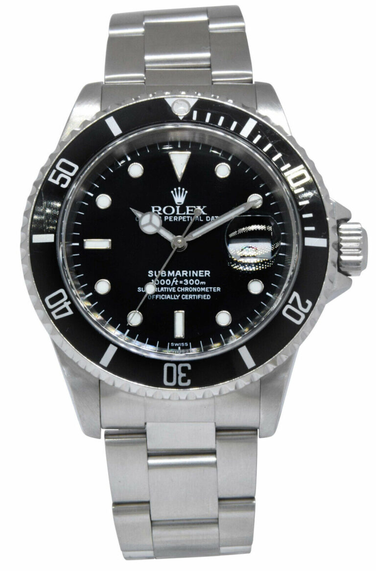 Rolex Submariner Date Steel Black Dial/Bezel 40mm Automatic Watch B/P A 16610