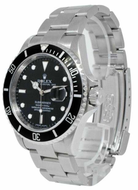 Rolex Submariner Date Steel Black Dial/Bezel Mens 40mm Watch B/P M 16610 T