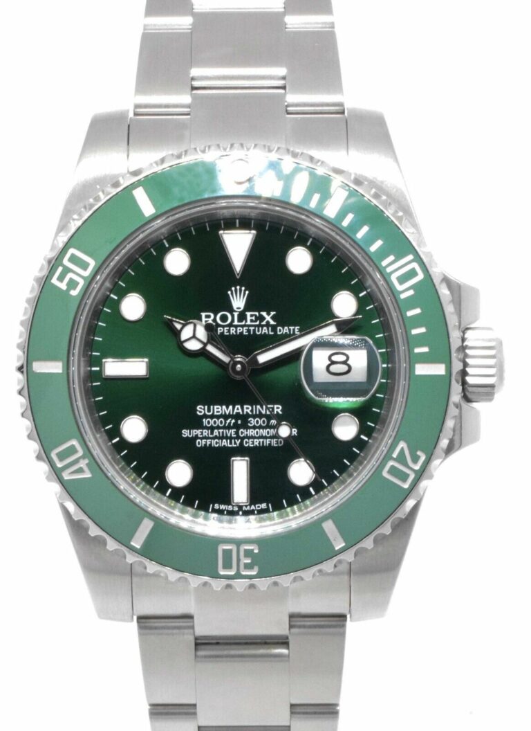 Rolex Submariner Hulk Steel Green Dial/Bezel Ceramic 40mm Watch B/P '17 116610