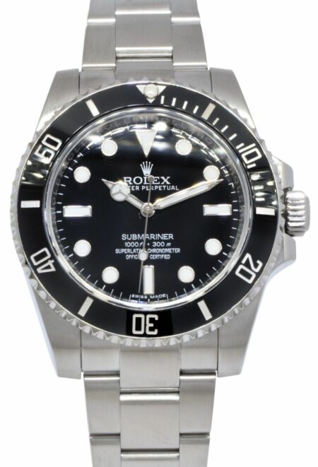 Rolex Submariner No Date Steel Black Ceramic Mens 40mm Watch 12'+ 114060