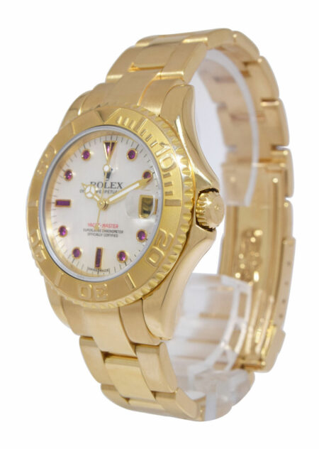 Rolex Yacht-Master 18k Yellow Gold MOP Ruby Dial 35mm Watch K 168628