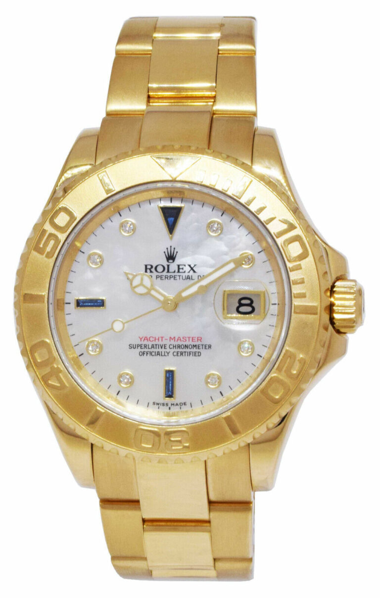 Rolex Yacht-Master 18k Yellow Gold MOP Sapphire/Diamond Dial 40mm Watch K 16628