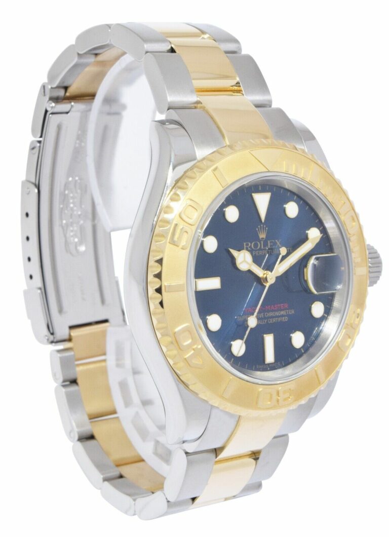 Rolex Yacht-Master 18k Yellow Gold/Steel Blue Dial Mens 40mm Watch Z 16623