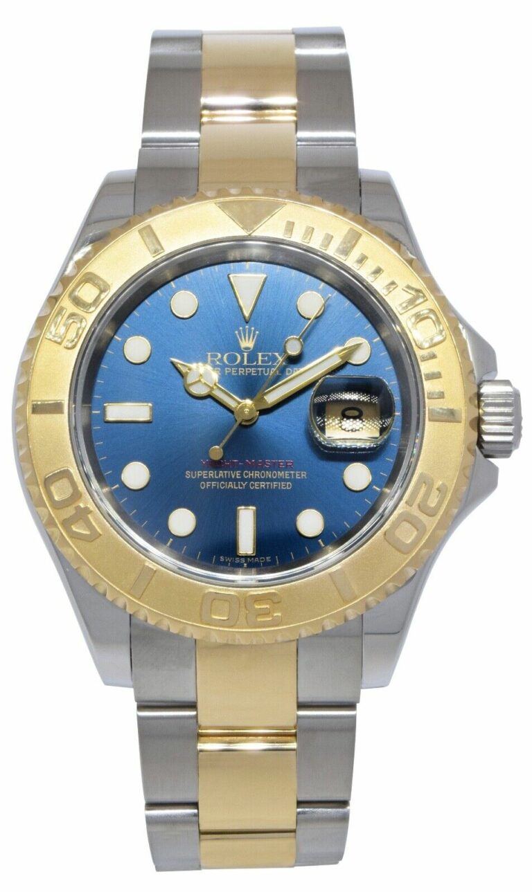 Rolex Yacht-Master 18k Yellow Gold/Steel Blue Dial Mens 40mm Watch Z 16623