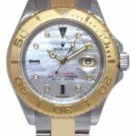 Rolex Yacht-Master 18k Yellow Gold/Steel MOP Serti Diamond 40mm Watch D 16623