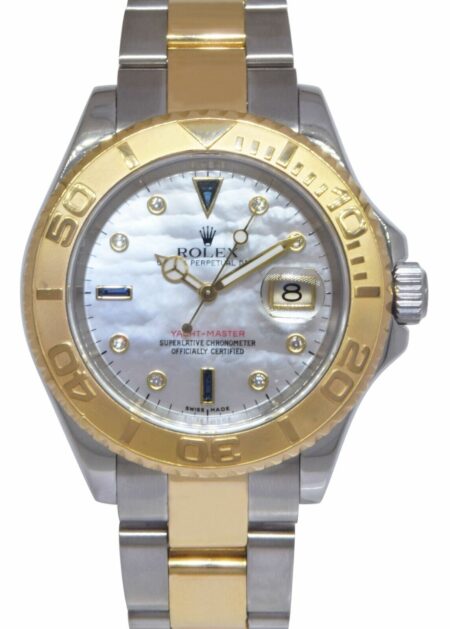 Rolex Yacht-Master 18k Yellow Gold/Steel MOP Serti Diamond 40mm Watch D 16623