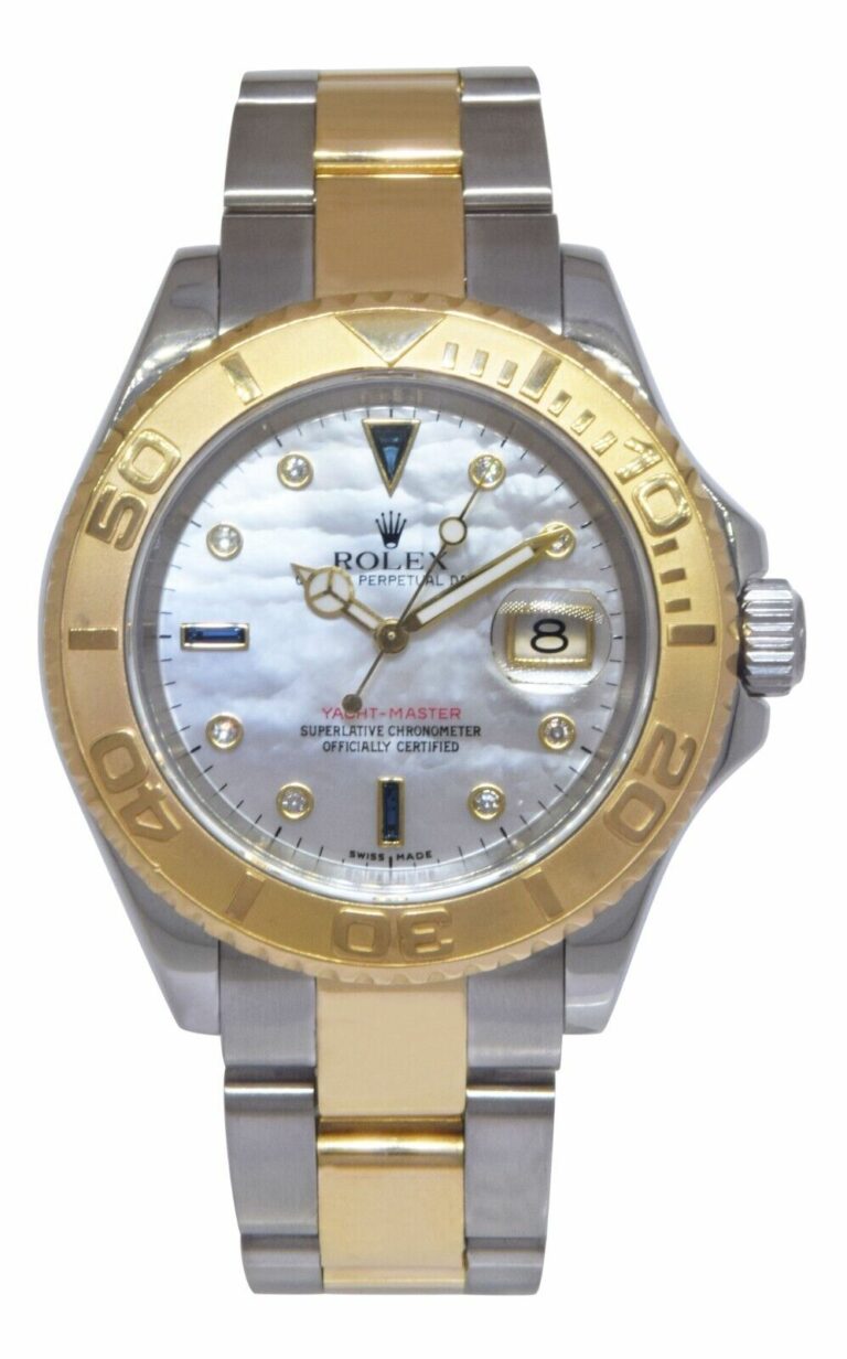 Rolex Yacht-Master 18k Yellow Gold/Steel MOP Serti Diamond 40mm Watch D 16623